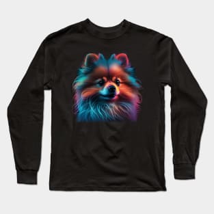 Neon Pomeranian Dog Long Sleeve T-Shirt